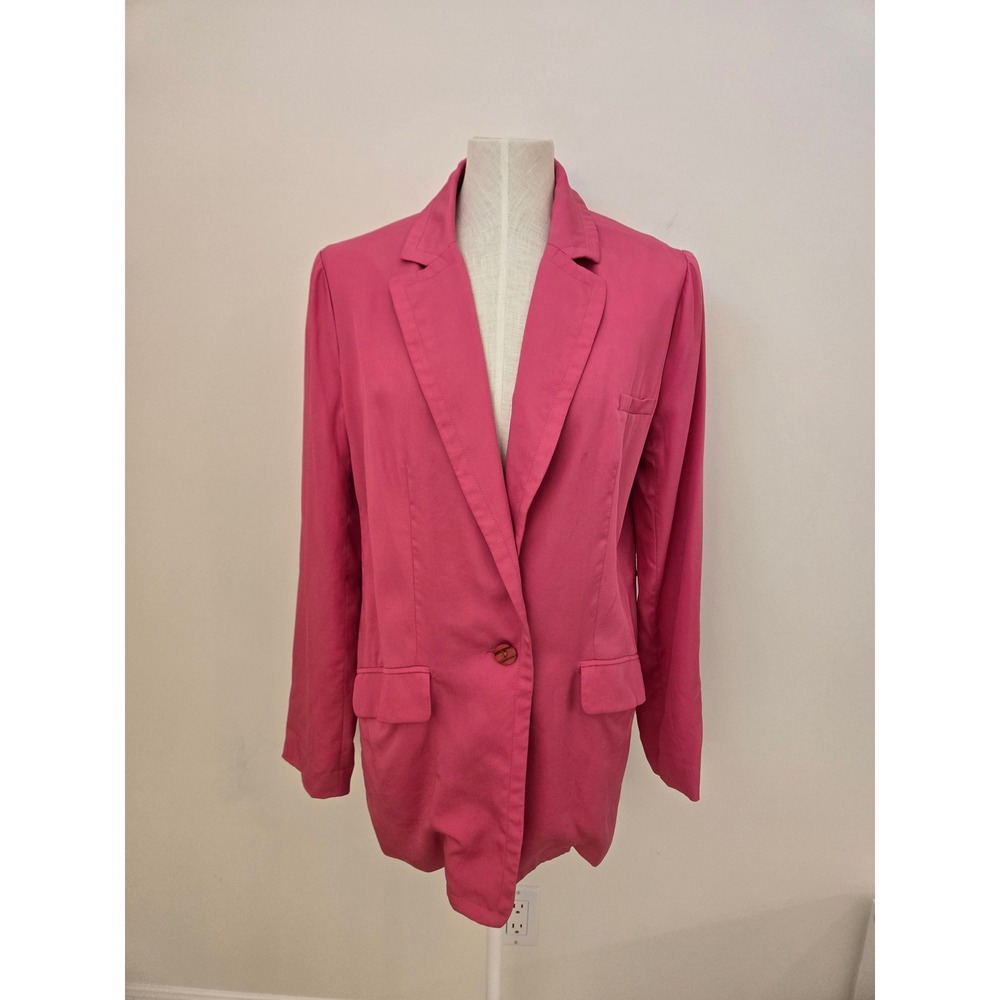 Pink Martini Collection Pink Tencel Single Button Blazer Jacket JK-80150 Small